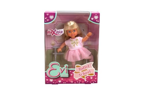 Evi Love Ballet School, Puppe im süßen Ballerinaoutfit mit Balletstange, Körper vollbeweglich, 12cm Spielpuppe , ab 3 Jahren, Weiß Evi Love Ballet School, Puppe im süßen Ballerinaoutfit mit Balletstange, Körper vollbeweglich, 12cm Spielpuppe , ab 3 Jahren, Weiß von Simba