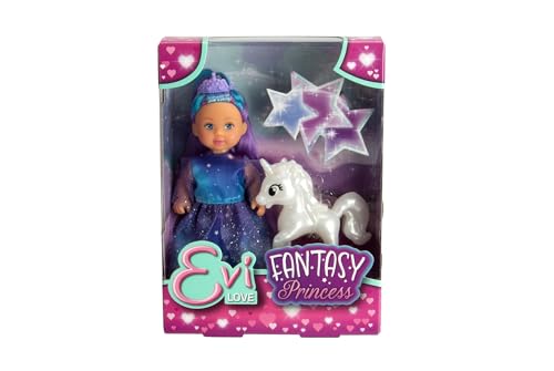 Evi Love Fantasy Princess, Puppe in einem märchenhaften Kleid mit glitzerndem Einhorn, 12cm Spielpuppe , ab 3 Jahren von Simba