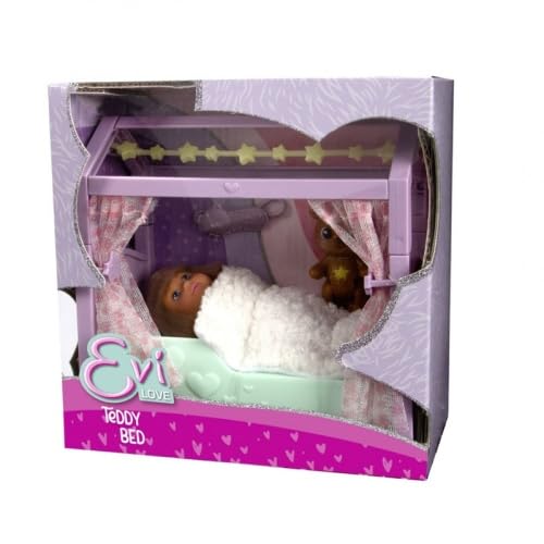 SIMBA Evi Love Teddy Bed, Spielpuppe im Schlafanzug mit Schlafmaske, Flauschiger Decke, Teddy und Bett mit Glow in The Dark, 12cm, ab 3 Jahren SIMBA Evi Love Teddy Bed, Spielpuppe im Schlafanzug mit Schlafmaske, Flauschiger Decke, Teddy und Bett mit Glow in The Dark, 12cm, ab 3 Jahren von Simba