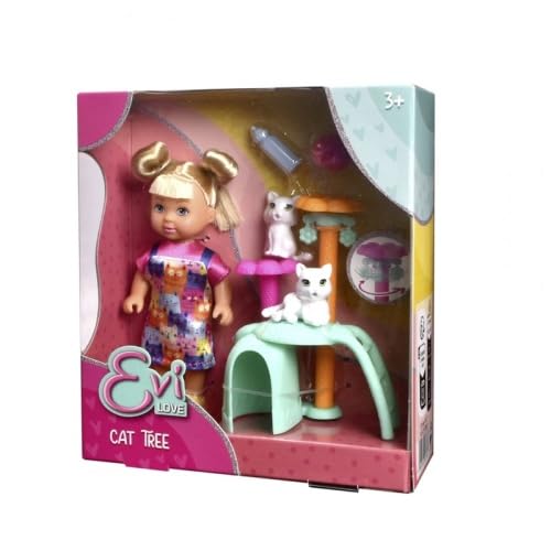 Simba Evi Love Cat Tree, Spielpuppe im süßen Katzenkleid, mit Katzenbaum, 2 Katzen und viel Zubehör, 12cm, ab 3 Jahren Simba Evi Love Cat Tree, Spielpuppe im süßen Katzenkleid, mit Katzenbaum, 2 Katzen und viel Zubehör, 12cm, ab 3 Jahren von Simba