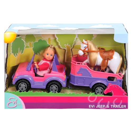Simba 105737460 - Evi Love Evi Horse Trailer, mit rosa Jeep, lila Pferdeanhänger und Pony, Ankleidepuppe, 12cm, für Kinder ab 3 Jahren Simba 105737460 - Evi Love Evi Horse Trailer, mit rosa Jeep, lila Pferdeanhänger und Pony, Ankleidepuppe, 12cm, für Kinder ab 3 Jahren von Simba