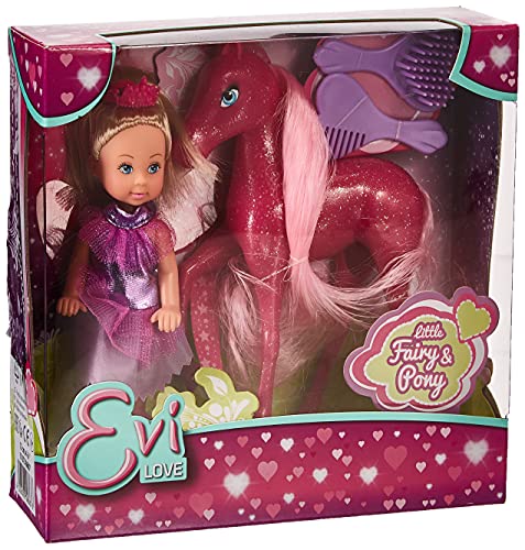 Simba 105738667 - Evi Love Little Fairy & Pony, Spielpuppe als Prinzessin mit Fantasie Pferd, 12cm, ab 3 Jahre von Simba