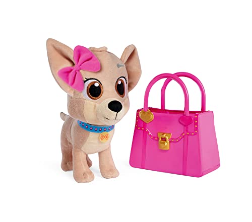 Simba 105890020 - ChiChi Love Best Friends Forever, Youtube Serie Plüschhund in Hot-Pinker Vinyl Handtasche, 20cm Kuschelhund, ab 3 Jahren von Simba