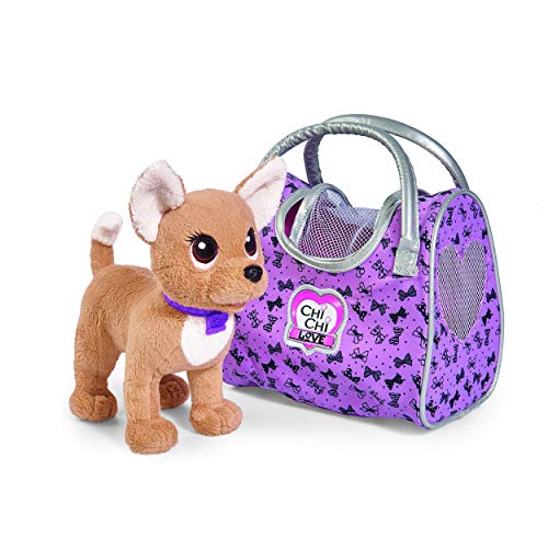 Simba 105893124 - ChiChi Love on Tour, Chihuahua Plüschhund in einer trendigen Reisetasche mit Plastikhalsband, 20cm, ab 3 Jahre von Simba