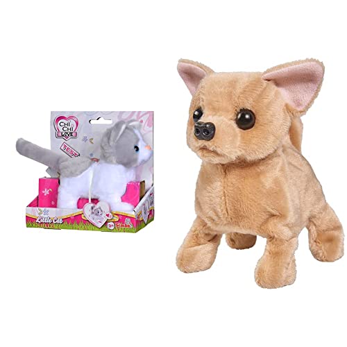 Simba 105893453 - Chichi Love Little Cat, läuft und wackelt mit dem Schwanz & 105893236 - Chichi Love Baby Puppy, für Kinder ab 3 Jahren von Simba