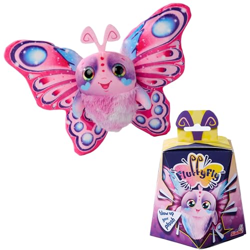 Simba 105951575 - Fluffyfly Schmetterling zum Aufpusten (30 cm) - aufblasbares Kuscheltier mit Regenbogen-Augen und Überraschungseffekt, weiches Plüschtier für Kinder ab 3 Jahre von Simba