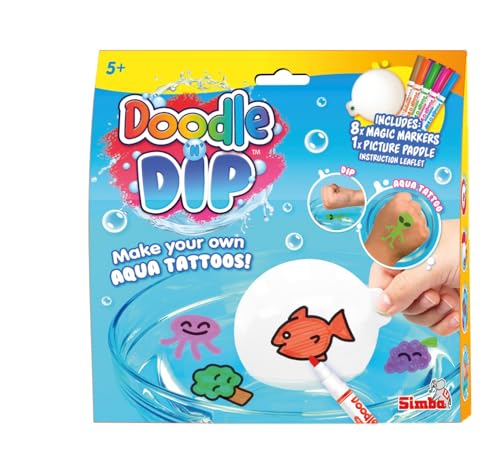 Doodle and Dip, mach deine eigenen Aqua Tattoos, inklusive 8 magischer Stifte und Malpad, für Kinder ab 5 Jahren von Simba