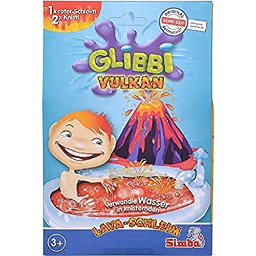 Simba 105953381 - Glibbi Vulkan, Badewannenspielzeug, Wasser verwandelt Pulver in roten Schleim, Knisterpulver, Slime, 1 x 150 g, ab 3 Jahren von Simba