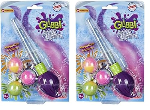 Simba 105953570 - Glibbi Badepinsel, Pinsel mit DREI Badebomben, färbt das Wasser bunt, magischer Zauberstab für die Badewanne, Badewannenspielzeug, ab 3 Jahren (Packung mit 2) von Simba