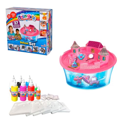 Simba 106322496 - Aqua Gelz Deluxe Prinzessinnen Schloss, Bastelset, Kreativ, 8 Flaschen Farbgel, 6 Formen, 5X Wasserzusatz, Schale mit Schloss Aufsatz, Sticker, ab 8 Jahren von Simba