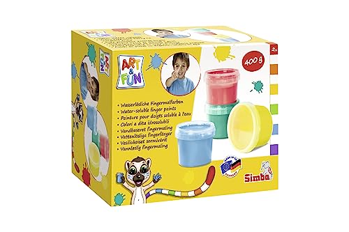 Simba Art und Fun Fingermalfarben, 4x 100g, rot, blau, grün, gelb, ab 2 Jahre von Simba