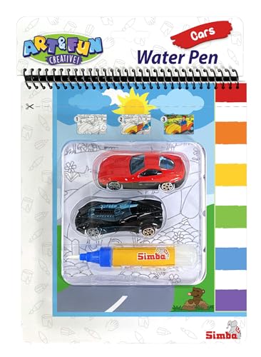 Art und Fun XL Water Pen Cars Malbuch, 2X Fahrzeuge je 7cm, Wasserpinsel, 4 magische Seiten 19x22cm, ab 3 Jahren Art und Fun XL Water Pen Cars Malbuch, 2X Fahrzeuge je 7cm, Wasserpinsel, 4 magische Seiten 19x22cm, ab 3 Jahren von Simba