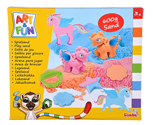 Art and Fun Spielsand Set Einhorn, 3x 200g Sand, Plattform, Einhorn 3D Form, 4x Flügel, 4x Auge, 1x Sticker, Roller, 2x Ausstechform, ab 3 Jahre Art and Fun Spielsand Set Einhorn, 3x 200g Sand, Plattform, Einhorn 3D Form, 4x Flügel, 4x Auge, 1x Sticker, Roller, 2x Ausstechform, ab 3 Jahre von Simba