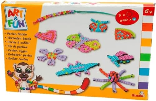 Art und Fun Set Perlen fädeln, 640 Perlen, 3x Metall-Anhänger, Aufbewahrungsbox, 16m Schnur, Anleitung für 9 Figuren, ab 6 Jahren Art und Fun Set Perlen fädeln, 640 Perlen, 3x Metall-Anhänger, Aufbewahrungsbox, 16m Schnur, Anleitung für 9 Figuren, ab 6 Jahren von Simba