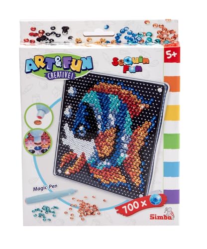 Art und Fun Sequin Fisch, Platte 18x18cm, 700 Sequins, Stift, ab 5 Jahre Art und Fun Sequin Fisch, Platte 18x18cm, 700 Sequins, Stift, ab 5 Jahre von Simba