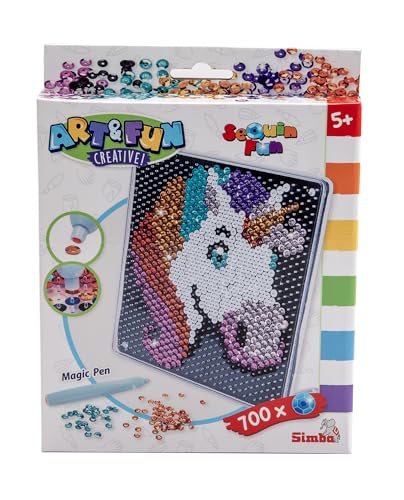 Art und Fun Sequin Einhorn, Platte 18x18cm, 700 Sequins, Stift, ab 5 Jahre Art und Fun Sequin Einhorn, Platte 18x18cm, 700 Sequins, Stift, ab 5 Jahre von Simba