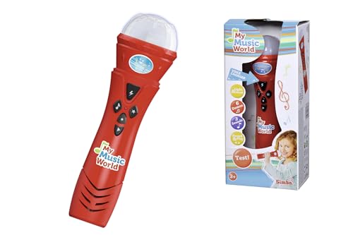 Simba 106832489 - My Music World Lustiges Mikrofon, Karaoke, mit Stimmverzerreffekten, 6 Demo Songs, 3 Licht und Sound, 22cm, Für Kinder ab 4 Jahren geeignet (Spielzeug) von Simba