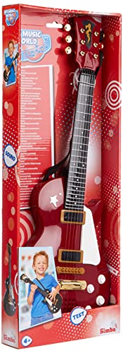 Simba 106837110 - My Music World Rockgitarre, 2-fach sortiert, es wird nur ein Artikel geliefert, Metallsaiten, Gurt, 56cm, ab 4 Jahre von Simba