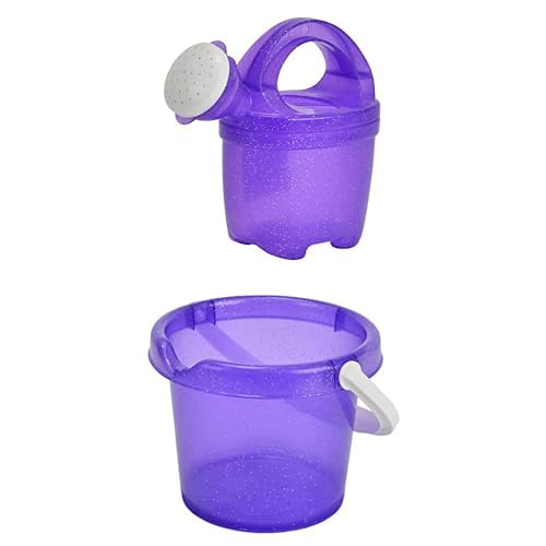 Simba 107101668 kleine Gießkanne mit Glitzer, 16 cm & Simba 107106529 - Baby Eimer mit Glitzer, D:14cm - Farbauswahl zufällig von Simba