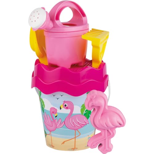 Simba 107114406 - Flamingo Eimergarnitur, 6 Teile, Eimer, Sieb, Sandform, Schaufel, Rechen, Gießer, Höhe 16cm, Durchmesser 17cm Simba 107114406 - Flamingo Eimergarnitur, 6 Teile, Eimer, Sieb, Sandform, Schaufel, Rechen, Gießer, Höhe 16cm, Durchmesser 17cm von Simba