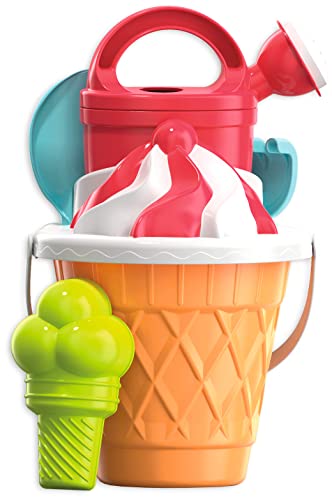 Simba 107114560 - Eimergarnitur Eiswaffel, 6 Teile, Höhe 17cm, Durchmesser 18cm, Sandspielzeug, Sandform, Rechen, Schaufel, Gießer, Eimer, Sieb Simba 107114560 - Eimergarnitur Eiswaffel, 6 Teile, Höhe 17cm, Durchmesser 18cm, Sandspielzeug, Sandform, Rechen, Schaufel, Gießer, Eimer, Sieb von Simba