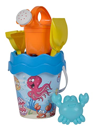Simba 107114563 - Eimergarnitur Ozean, 6 Teile, Höhe 16cm, Durchmesser 17cm, Sandspielzeug, Sandform, Rechen, Schaufel, Gießer, Eimer, Sieb Simba 107114563 - Eimergarnitur Ozean, 6 Teile, Höhe 16cm, Durchmesser 17cm, Sandspielzeug, Sandform, Rechen, Schaufel, Gießer, Eimer, Sieb von Simba
