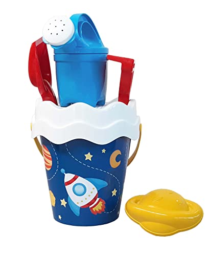 Space Eimergarnitur, Sandspielzeug, 6 Teile, Eimer, Sieb, Sandform, Schaufel, Rechen, Gießer, 16cm, D:17cm, ab 10 Monate, Weiß Space Eimergarnitur, Sandspielzeug, 6 Teile, Eimer, Sieb, Sandform, Schaufel, Rechen, Gießer, 16cm, D:17cm, ab 10 Monate, Weiß von Simba