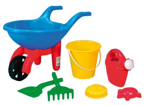Simba 107135267 - Baby Schubkarre gefüllt, es wird nur ein Artikel geliefert, 7 Teile, Schubkarre, Eimer, 2x Sandform, Schaufel, Rechen, Gießkanne, Länge 49cm, Sandkasten, Sandspielzeug Simba 107135267 - Baby Schubkarre gefüllt, es wird nur ein Artikel geliefert, 7 Teile, Schubkarre, Eimer, 2x Sandform, Schaufel, Rechen, Gießkanne, Länge 49cm, Sandkasten, Sandspielzeug von Simba