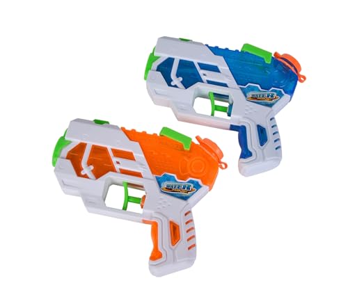 Simba 107276080 - Waterzone Dual Blaster Set, 2 Wasserpistolen mit aufklappbarem Visier, 12cm, Abzugmechanismus, ab 3 Jahren von Simba