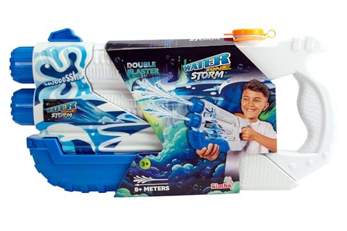 Waterzone Storm Double Blaster, farbig Bedruckt, Pumpmechanismus, Doppelstrahl, Tankvolumen: 900ml, Reichweite: 8m, 36cm, ab 3 Jahren von Simba