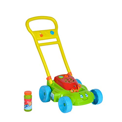 Simba 107286006 - Bubble Fun Seifenblasen Rasenmäher, batteriebetriebene Seifenblasenfunktion, 26x28x48cm, 120ml Lauge, ab 3 Jahren von Simba