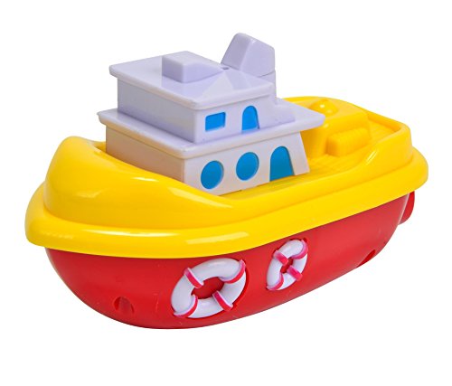 Simba 107294243 - Waters Fun Aufzieh-Miniboote, 4-Fach Sortiert, es Wird nur EIN Artikel geliefert, mit Uhrwerk, Dampfer, Jet-Ski, Segelboot, Schlauchboot, 13cm, ab 12 Monate von Simba