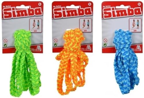 Simba 107302048 - Soft Hüpfgummi, 3-fach sortiert, es wird nur ein Artikel geliefert, mit breitem Band, schneidet nicht ein, Länge 3 Meter, Gespannte Doppellänge 6 Meter, ab 5 Jahre von Simba