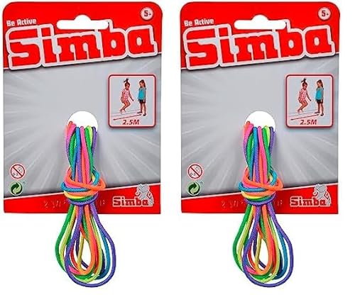 Simba 107302096 - Gummi Twist, Hüpfgummi, Regenbogenfarben, Länge 3 Meter, Gespannte Doppellänge 2,5 Meter, ab 5 Jahren (Packung mit 2) von Simba
