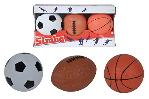 Simba 107352005 - Bälle Set, 3 Stück, Fußball, Basketball, Football, Durchmesser 9-10cm, Für Kinder ab 3 Jahren von Simba
