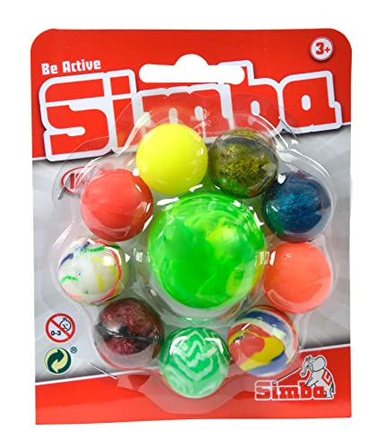 Simba 107353229 - Sprungbälle im Set 10 Stück, 9 x 27mm Bälle, 1 x 45mm Ball, ab 3 Jahren von Simba