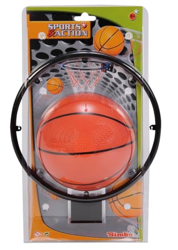 Simba 107400675 - Basketball Korb, Korb mit Netz 22cm, Ball 14cm, 2 Teile, ab 3 Jahre von Smoby