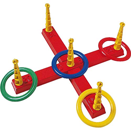 Simba 107408799 - Ringwurfspiel Kreuz, 5 Ringe, 5 Stäbe, 47x47cm, Ring je 14,5cm, ab 3 Jahre von Simba