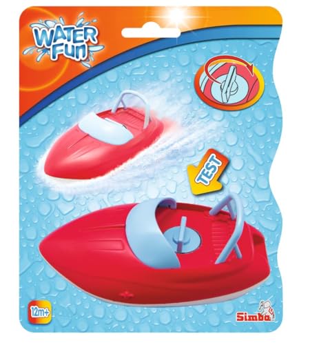Speedboat, 2-fach sortiert, es wird nur ein Artikel geliefert, Badewannenspielzeug, Aufziehmechanismus, Boot für die Badewanne, 13,5cm Badeboot, ab 3 Jahren, [Mo] Mehrere Farben von Simba