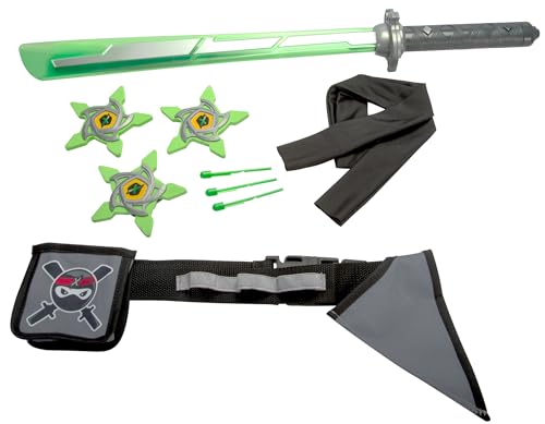 Simba 108041140 Next Ninja Mega-Set, 9 Teile, Gürtel verstellbar bis 80cm, Schwert mit Licht und Sound, Schussfunktion, DREI Pfeile und Sterne, Stirnband, ab 3 Jahren von Simba