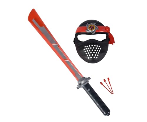 Next Ninja Schwert und Maske, rot, mit Licht und Sound, Schussfunktion, 60cm, mit Textilband, ab 3 Jahre von Simba