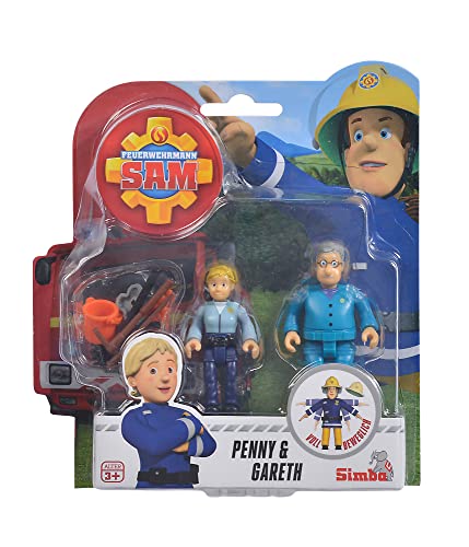 Simba 109251026 - Feuerwehrmann Sam Figuren Doppelpack Serie 2, 4-sortiert, voll beweglich, 7, 5cm, 6 Zubehörteile von Simba