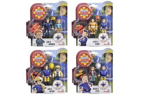 Simba 109251043 - Feuerwehrmann Sam Figuren Doppelpack III, 4-Fach Sortierung, 7, 5cm, Voll beweglich von Simba