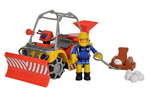 Simba 109251049 - Feuerwehrmann Sam Mercury-Schnee- Quad mit Figur, Schneeball- Katapult von Simba