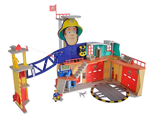 Simba 109251059 - Feuerwehrmann Sam Mega Feuerwehrstation XXL große Feuerwehrwache inklusive Sam Spielfigur, mit Licht, Sound und Funkgerät, für Kinder ab 3 Jahren[Exklusiv bei Amazon] von Simba