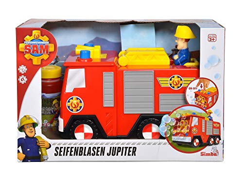 Simba 109252294 - Feuerwehrmann Sam Seifenblasen Jupiter, Automatische Funktion, 120ml Lauge, 20cm von Simba