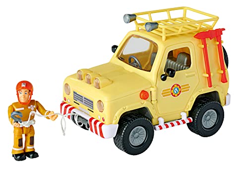Simba 109252511 - Feuerwehrmann Sam 4x4 Geländewagen mit Figur, Feuerwehrauto 15cm, mit Licht, Türen zum Öffnen, Zubehör, ab 3 Jahren[Exklusiv bei Amazon] von Simba