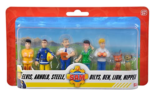 Simba 109252538 - Feuerwehrmann Sam Figuren Set, 6 Stück, 2-fach sortiert, es wird nur eine Version geliefert, 5-7cm Spielfiguren, ab 3 Jahre von Simba