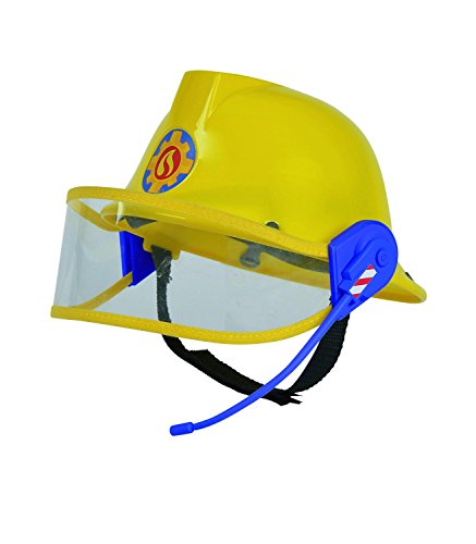 Simba 109258698 - Feuerwehrmann Sam Helm, Feuerwehrhelm, gelb, mit Mikrofon, Größeneinstellung möglich, D:23cm, für Kinder ab 3 Jahren von Simba