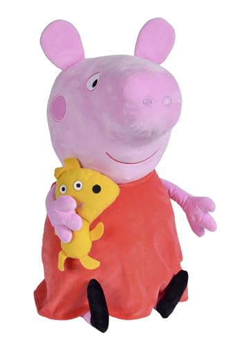 Simba 109261007 - Peppa Pig Plüschtier, 50cm, mit Plüschhund, Kuscheltier, Peppa Wutz, Schweinchen, ab den ersten Lebensmonaten geeignet von Simba